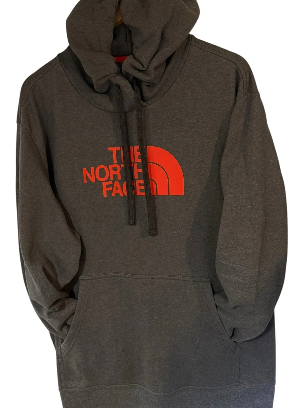 The North Face Men's Half Dome Pullover Hoodie Charcoal Gray Orange Logo XXL